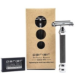 Parker safety razor rasoio di sicurezza 76R apertura a farfalla + 5 lamette da barba parker