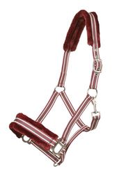PFIFF Licol en Plastique avec Fourrure synthétique - Bordeaux/Beige COB