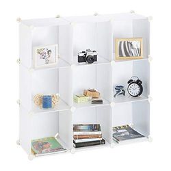 Relaxdays Prateleira modular com 9 compartimentos, branco, 32 x 95,5 x 95,5 cm