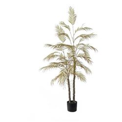 Zstar Stor konstgjord palm, 150 cm dubbelstång, konstgjorda växter, stor konstgjord palm i kruka, inomhusväxter, hörndekoration, palmormbunke för vardagsrum, kontor, terrass, röd