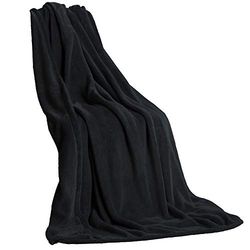 CelinaTex Manta mullida y cálida de Forro Polar de Coral, Manta Suave de Microfibra, Manta de Microfibra con certificación Öko-Tex, Microfibra, Negro, 150 x 200 cm