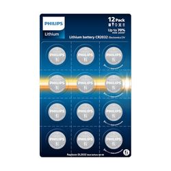 Philips Lithium CR2032 3 Volt batterijen, ideaal voor sleutelhangers en rekenmachines, 12 stuks
