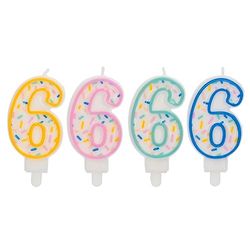 Folat 24176 taartkaars Sprinkles cijfer/cijfer 6 gesorteerd - 9 cm verjaardagskaarsen voor verjaardag, verjaardagsdecoratie, voor kinderfeesten, bruiloften, bedrijfsfeesten, jubilea, meerkleurig