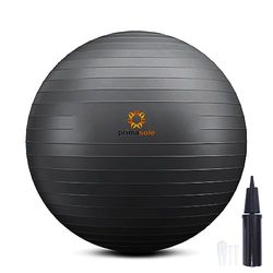 primasole Palla per esercizi di equilibrio, stabilità, fitness, allenamento, yoga, pilates, casa, ufficio e palestra, 65 cm, nero