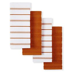 KitchenAid Albany Kitchen Towel 4-Pack Set,Cotton, Honey Orange/White, 16"x26"