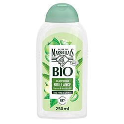 Le Petit Marseillais – Shampooing Brillance Certifié BIO Pomme & Aloe Vera (flacon de 240 ml) – Shampoing pour tous types de cheveux – 98 % d'origine naturelle, sans sulfate et sans silicone