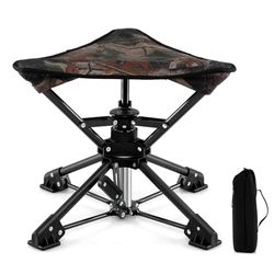 FANTASK Chaise de Camping - Pivotant à 360° - Charge maximale : 150 kg - avec Pieds Anti-Chute et Sac de Transport - pour Camping, Chasse, pêche, Camouflage