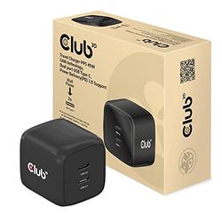 Club 3D CAC-1909EU Cargador de Viaje PPS 45W tecnología GAN, Conector Dual USB Tipo C, Soporte de Entrega de energía (PD) 3.0