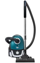 Bestron Aspirateur avec sac, aspirateur de sol avec 3 sacs à poussière, manche télescopique de 94cm & suceur de sol commutable, rayon d'action de 7.5m, filtre HEPA12 & microfiltre lavable, Bleu/Noir