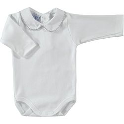 babidu Baby C.Polo Pique Body, wit (wit/grijs), 0-3 Maanden