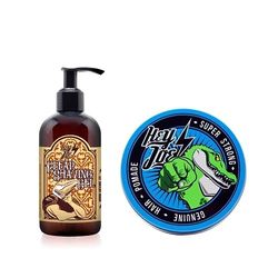 HEY JOE! - Gel de Afeitar Sin Espuma Con Aloe Vera y Pro-Vitamina B5 + Pomada Para Pelo Con Fijación Super Fuerte