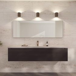 Loevschall Refine Mirror | Wall Mirror Brown with Frame | 160 x 55 cm | Decorative Mirror for Bathroom, Living Room, Bedroom & Hallway | Minimalist & Stylish Mirror Made of Brushed Brass