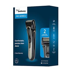 Paul Anthony Pro Series 2 Mens USB Cordless Foil Shaver/Recharge by Any USB Power Source/Twin Blades for Closer Shave/Cordless Operation/Retractable Precision Trimmer - Black/Metal - H5020