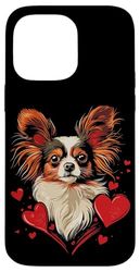 Valentine's Day Papillon Dog Valentine Case for iPhone 14 Pro Max