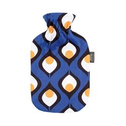 Fashy Hot Water Bottle with Printed Fleece Cover Blue 2 L