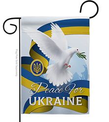 Ukraine Flag Support pour drapeau de jardin Peace for Ukraine avec décoration de maison ukrainienne - Cadeau double face - Fabriqué aux États-Unis