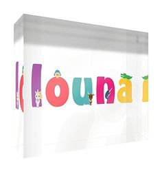 Little Helper Souvenir Décoratif en Acrylique Transparent Poli comme Diamant Style Illustratif Coloré avec le Nom de Jeune Fille Louna 14,8 x 21 x 2 cm Grand