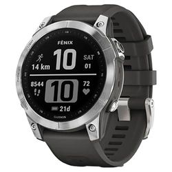 GARMIN Fenix 7, GPS Multisport Smartwatch, 1,3-inch Display, Garmin Pay, 40+ Sport-apps, muziek, waterbestendig sporthorloge, tot 18 dagen batterijduur, zilver en grafiet