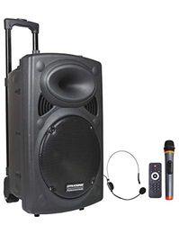 DYNASONIC Dynapro12 Mobile PA geluidsinstallatie microfoons luidsprekersystemen batterij MP3-USB-SD incl. draadloze microfoon geluidssysteem