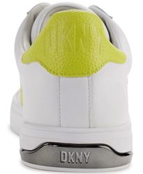 DKNY Abeni Lace-up Sneakers, Scarpe da Ginnastica Donna, White Fluorescent Yellow, 39 EU