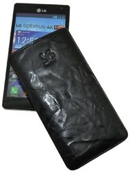 Suncase läderväska med indragningsfunktion för LG P880 Optimus 4X HD i tvättsvart