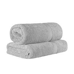 Superior Lot de 2 draps de Bain en Coton égyptien Ultra Doux, épais, Pelucheux et Absorbant, pour Salle de Bain d'invités, hôtel, Spa - Argenté