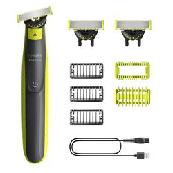 Philips OneBlade 360 Authentique Visage + Corps - Tondeuse à barbe électrique, tondeuse corps et rasoir avec technologie de lame 360, 2 lames 360, 3 sabots barbe de 3 jours, 1 kit Corps, QP2824/31
