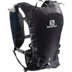 Salomon Unisex Agile 6-pack ryggsäck 6 l med 2 x mjuka flaskor trailrunning vandring, svart