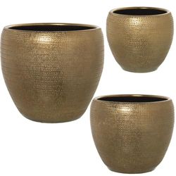 Alexandra House Living Set de Maceteros Dorado Cerámica (3 Piezas) - EAN: 8427701602449
