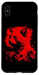 Carcasa para iPhone XS Max Hermoso gato y girasol silueta retrato - rojo 3