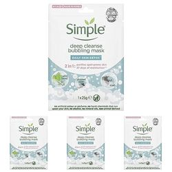 Simple Daily Skin Detox Bubbling Deep Cleanse Sheet Mask cruelty-free and vegan for clean and moisturised sensitive skin 1 pc (Pack of 4)