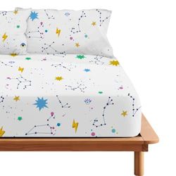 BELUM | Lenzuolo di sotto Cosmos 100% cotone per letto da 105, lenzuolo sotto 175 fili