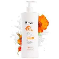 MON Mosqueta de leite rosa e calêndula 500 ml - Origem natural sem produtos químicos - Nutre e suaviza a sua pele - Com manteiga de karité BIO - perfeito para peles sensíveis