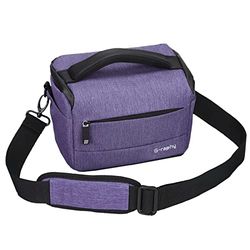 G-raphy Camera Bag Camera Case DSLR SLR Bag Waterproof Shockproof Portable Camera Bags for Photographers with Pu Leather Handle Camera Accessories for Men Women (Purple)