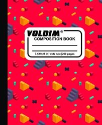 Voldim's wide range of composition notebooks. Wide lined paper, multicolor, 9-3/4 x 7-1/2 Inches, 100 sheets,