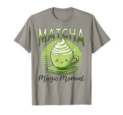 Matcha Green Bubble Tea Latte Boba Matcha Momento magico Maglietta