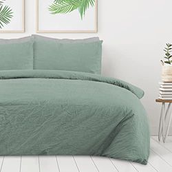 Sleepdown Parure de lit avec Housse de Couette et taies d'oreiller 100% Pur Coton uni - Vert Sauge - King Size (230 x 200 cm)