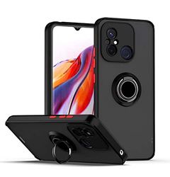 Tumundosmartphone Matowa obudowa z czarną krawędzią i pierścieniem obrotowym 360 dla Xiaomi Redmi 12C