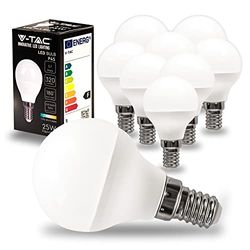 V-TAC 10x Lampadine LED P45 con Attacco E14-3,7W (Equivalenti a 25W) - 320 Lumen - Lampadina LED Pallina da Golf - Massima Efficienza e Risparmio Energetico - Luce Bianca Fredda 6400K