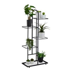 Relaxdays Étagère à Plantes, 5 Niveaux, pour Herbes aromatiques et Fleurs, métallique, HLP : 96 x 45 x 22 cm, Noire