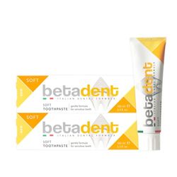 Betadent KIT 2 DENTIFRICIO SOFT per denti sensibili. Contrasta l'infiammazione gengivale. Azione sanitizzante e lenitiva. Con aloe vera, tea tree oil e ingredienti naturali. 2x100ml