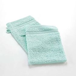 douceur d'intérieur, 2 Gants de Toilette (15 x 21 cm) Tendresse Celadon, Eponge