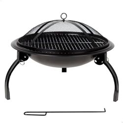 AKTIVE 61114, vuurschaal voor buiten, draagbaar, opvouwbaar, met vonkbescherming, materiaal staal, robuust, afmetingen Ø 55 x 42 cm, grill voor buiten, camping