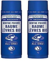 Stick à Lèvres Bio Menthe Poivrée Dr Bronner's 4 gr (Lot de 2)