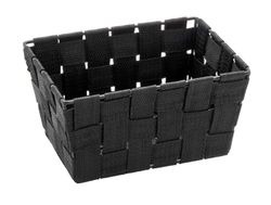 WENKO Panier de salle de bains Adria Mini, long noir - panier de bain Capacité: 2.178 l, Polypropylène, 19 x 9 x 14 cm, Noir