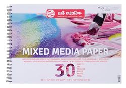 Talens Art Creation Bloc de papier mixtes - A3 42x29.7 cm - 250 g/m² - 30 feuilles - Reliure à anneaux perforée - Idéal pour l'acrylique et l'aquarelle