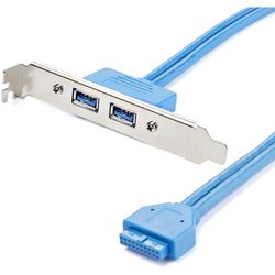 StarTech.com USB3SPLATE - Cabeça de 2 portas USB 3.0 SuperSpeed com ligação à placa base (2 x USB 3.0 A feminino, IDC 20 pinos femininos)