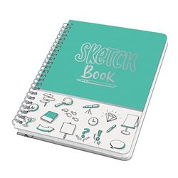 SIGEL JN698 Jolie Carnet de notes à spirale, Sketch Book, pointillés (réglure dot), 120 g/m², 16,2 x 21,5 cm, couverture rigide, 120 pages, menthe, noir, blanc