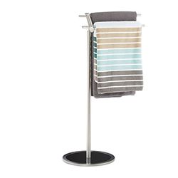 Relaxdays Porte-Serviettes Porte-Serviettes, Autonome, Acier Inoxydable, Base en Verre, H x L x P : 85 x 46 x 30 cm, Argent