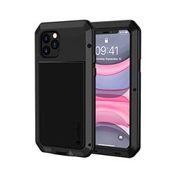 Lanhiem Beschermhoes voor iPhone 11 Pro, schokbestendig, robuust en hard, stofdicht, Full Body met gehard glas, IP44 waterdicht, compatibel met draadloos opladen, zwart